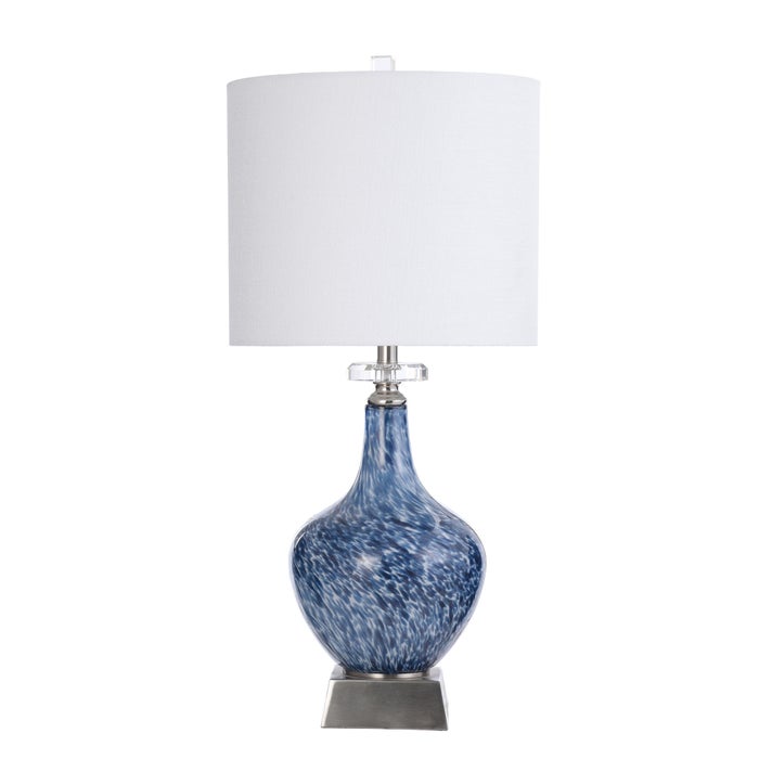 Silsden Blue, Marbled Look Art Glass Body Lamp (CLEARANCE)